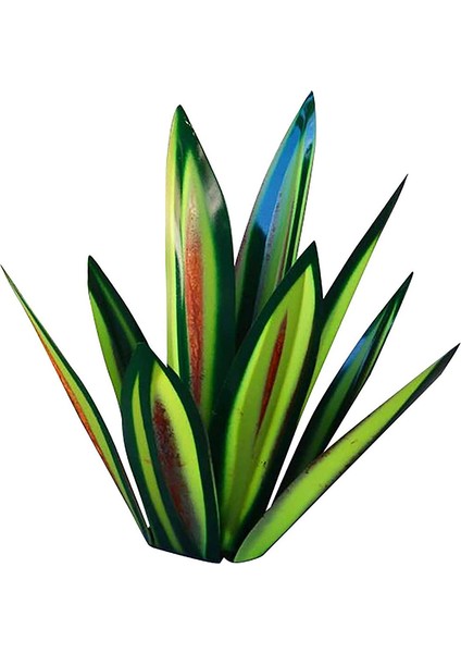 13.7 Inç Rustik Heykel, Dıy El Boyalı Metal Agave Bitkiler, Açık Bahçe Çim Süsleri-Yeşil (Yurt Dışından)