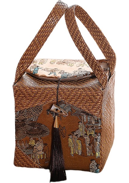 Rattan Kumaş Çaydanlık Saklama Çantası Seramik Çaydanlık Çay Cozies Bez Hediye Kutusu Püsküller ile Boş Çanta Çin Tarzı Storagec (Yurt Dışından)