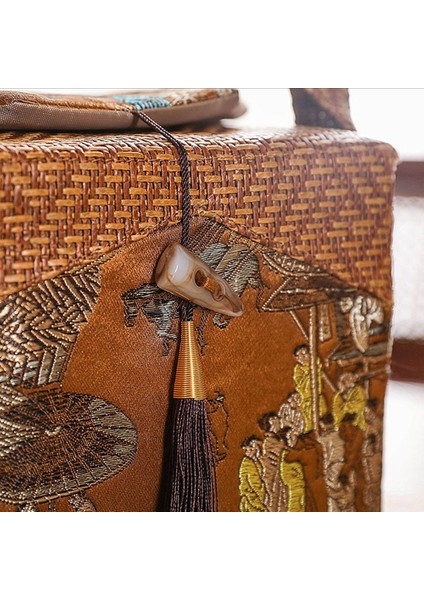 Rattan Kumaş Çaydanlık Saklama Çantası Seramik Çaydanlık Çay Cozies Bez Hediye Kutusu Püsküller ile Boş Çanta Çin Tarzı Storagec (Yurt Dışından) indirimleri