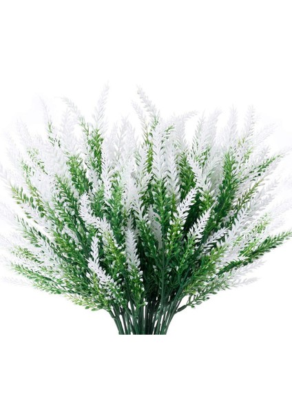 8 Paket Yapay Lavanta Çiçekleri Açık Uv Dayanıklı Çiçekler Solmaz Sahte Plastik Bitkiler Bahçe Klasik Beyaz (Yurt Dışından)