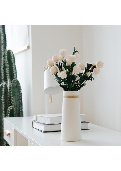 Basit Oda Ev Mobilya Süsleri Beyaz Vazojüt Halat Seramik Sanatı Çiçek Vazo D (Yurt Dışından) fırsatları