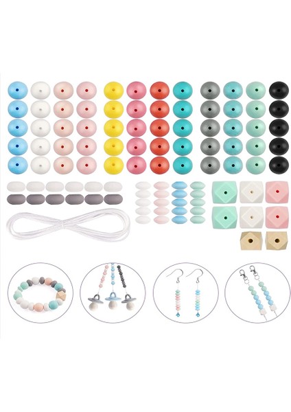 100 Adet 15MM Silikon Boncuk Yuvarlak Şekil Poligon Silikon Boncuk Silikon Aksesuar Kiti Dıy Anahtarlık Yapımı Için Bilezik (Yurt Dışından)