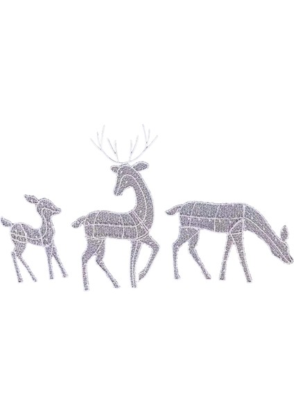 Noel Geyik Dekorasyon Açık Işık Geyik Ailesi, Yard Veranda Çim Bahçe Partisi Dekoru Için 3 Parçalı Set Ren Geyiği (Yurt Dışından)