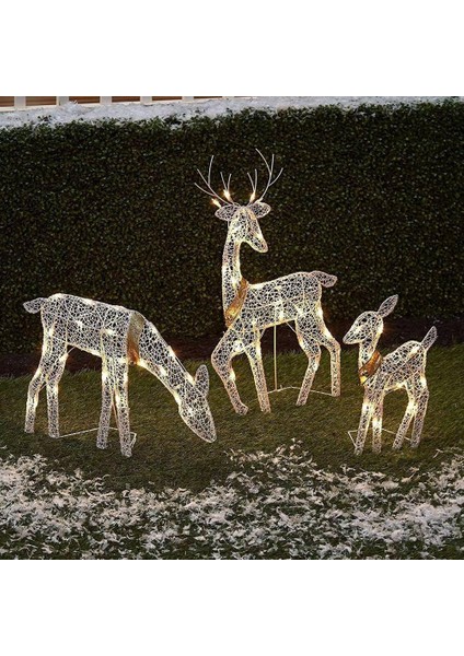 Noel Geyik Dekorasyon Açık Işık Geyik Ailesi, Yard Veranda Çim Bahçe Partisi Dekoru Için 3 Parçalı Set Ren Geyiği (Yurt Dışından) fiyatları