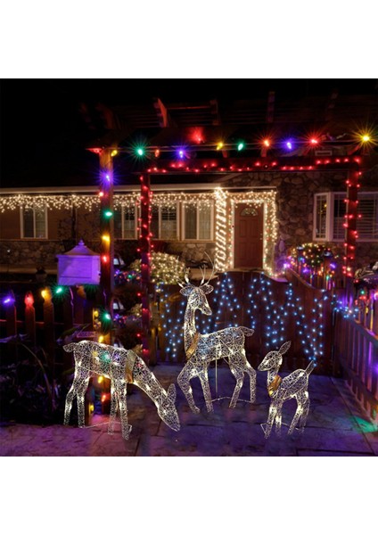 Noel Geyik Dekorasyon Açık Işık Geyik Ailesi, Yard Veranda Çim Bahçe Partisi Dekoru Için 3 Parçalı Set Ren Geyiği (Yurt Dışından) modelleri