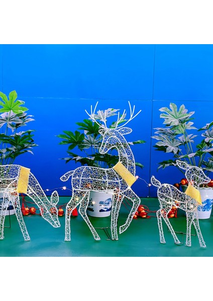 Noel Geyik Dekorasyon Açık Işık Geyik Ailesi, Yard Veranda Çim Bahçe Partisi Dekoru Için 3 Parçalı Set Ren Geyiği (Yurt Dışından) fırsatları