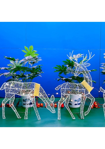Noel Geyik Dekorasyon Açık Işık Geyik Ailesi, Yard Veranda Çim Bahçe Partisi Dekoru Için 3 Parçalı Set Ren Geyiği (Yurt Dışından) indirimleri