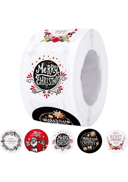 500 Adet Merry Christmas Çıkartmalar Noel Tema Mühür Etiketleri Çıkartmalar Dıy Hediye Paketi Zarf Kırtasiye Dekor B (Yurt Dışından)