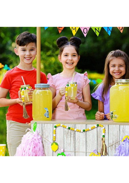 Limon Ahşap Boncuk Çelenk, Püsküller ile Rustik Boncuklu Çelenk Çiftlik Evi Ahşap Boncuk Asmak Dekor Ahşap Boncuklu Duvar Dekor Için (Yurt Dışından)