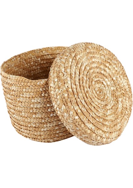 Buğday Samanı Dokuma Depolama Sepeti Depolama Sepeti Yenilikçi Sepet Rustik Doğal Kahverengi Kaplama Depolama Dekoratif Sepet (Orta) (Yurt Dışından) indirimleri