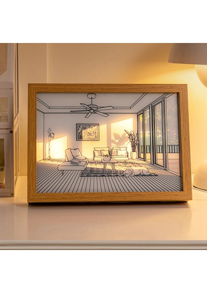 Işık Boyama LED Gece Lambası Başucu Lambası Atmosfer Masa Lambası Duvar Dekor Yatak Odası GIFT-32X23CM (Yurt Dışından)