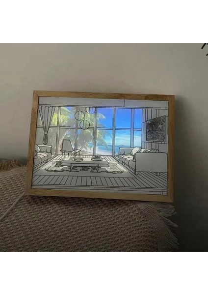 Işık Boyama LED Gece Lambası Başucu Lambası Atmosfer Masa Lambası Duvar Dekor Yatak Odası GIFT-32X23CM (Yurt Dışından)