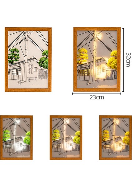 Işık Boyama LED Gece Lambası Başucu Lambası Atmosfer Masa Lambası Duvar Dekor Yatak Odası GIFT-32X23CM (Yurt Dışından)