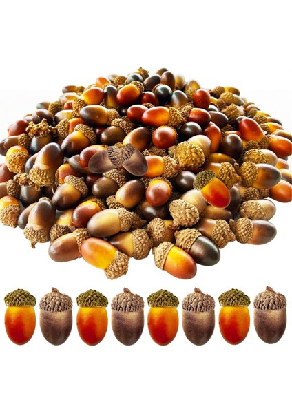 200 Adet Mini Yapay Meşe Palamudu, Sonbahar Sving Cadılar Bayramı Dekorasyon Için Doğal Kapaklı Toplu, Düğün Dekor (Yurt Dışından)