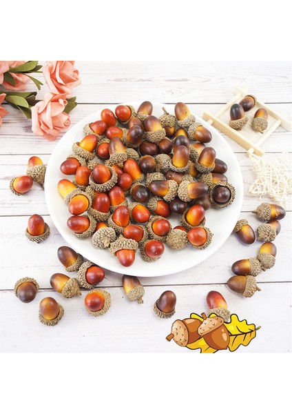 200 Adet Mini Yapay Meşe Palamudu, Sonbahar Sving Cadılar Bayramı Dekorasyon Için Doğal Kapaklı Toplu, Düğün Dekor (Yurt Dışından) modelleri