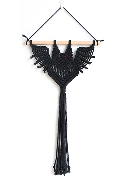 Cadılar Bayramı Yarasa Makrome Duvar Asılı Geometrik Sanat Dekor El Yapımı Dokuma Gotik Süs Yatak Odası Için Siyah (Yurt Dışından)