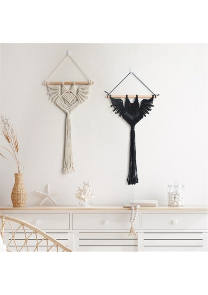 Cadılar Bayramı Yarasa Makrome Duvar Asılı Geometrik Sanat Dekor El Yapımı Dokuma Gotik Süs Yatak Odası Için Siyah (Yurt Dışından) fırsatları