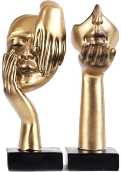 2 Pcs Heykeli, Altın Soyut Sanat Heykel Modern Dekorasyon Masaüstü Dekorasyon Noel Yeni Yıl Hediyesi (Yurt Dışından)