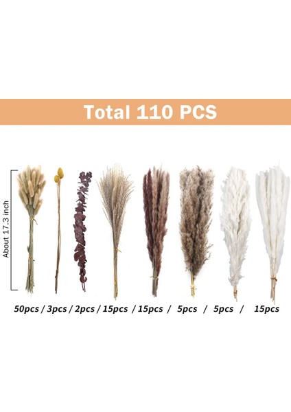 110 Adet Kurutulmuş Pampas Çim Boho Dekor Ev Dekor Için Doğal Kurutulmuş Çiçekler Boho Banyo Dekor, Ofis Dekor (Yurt Dışından) fırsatları