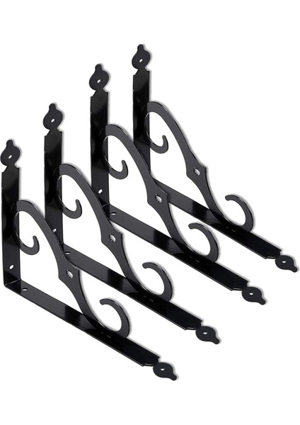 4'lü Paket Raf Destekleri, Raf Köşesi Için Duvara Monte Ağır Hizmet Siyah Braketi, Destek Köşe Bağlantı Bağlantısı (Yurt Dışından)