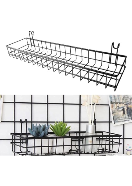 Tel Duvar Izgara Paneli Için Asma Sepeti, Çok Fonksiyonlu Duvar Saklama ve Sergileme Sepeti, 40X10X5CM, Siyah Boyalı (Yurt Dışından) indirimleri