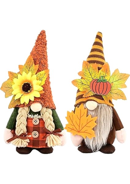 2 Adet Sonbahar Gnomes Süslemeleri Ev Için Sonbahar Gnomes Peluş Ev Dekor Sonbahar Gnomes Kabak Ayçiçeği ve Akçaağaç Yaprakları (Yurt Dışından)