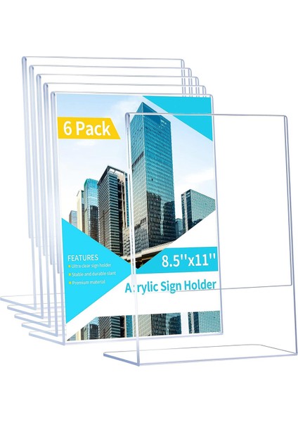 Annecy Tabela Tutucu 8.5X11 6'lı Paket, Şeffaf Eğimli Plastik Tabela Tutucu 8.5 x 11 Ayakta, Dikey Ekran Menü, Belge (Yurt Dışından)