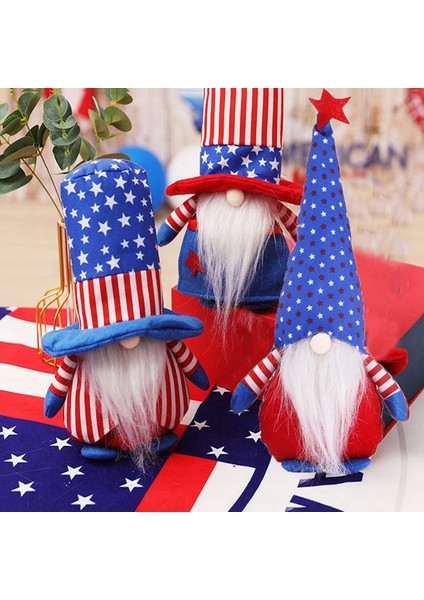 2 Adet Gnome Bebek Bağımsızlık Günü Dekorasyon Yüzü Olmayan Bebek Peluş Bebek Kolye Süsleme Bebek Yüzü Olmayan Tatil Partisi Dekoru (Yurt Dışından)