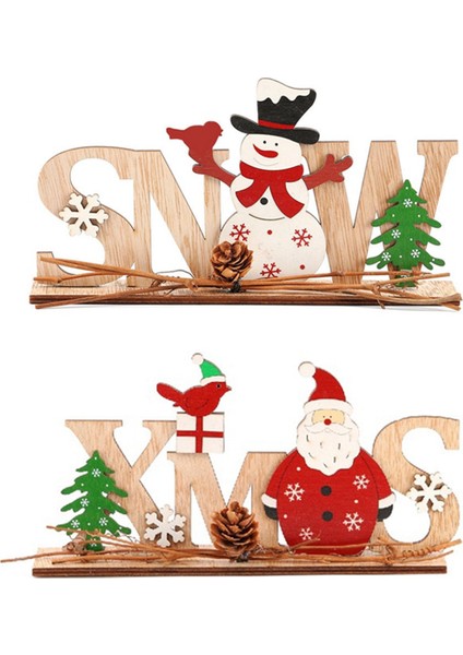 Noel Süsleri Ahşap Dekor Aile Partisi Noel Atmosferi Düzeni Noel Için Noel Süsleri (Yurt Dışından)