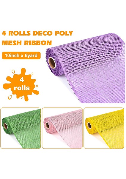 4 Rulo 10 Inç x 5 Yard Paskalya Örgü Şeritler Çuval Bezi File Şerit Dıy El Sanatları Dekor (Yurt Dışından)