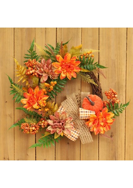 Sgiving Günü Kapı Çelengi Yapay Ipek Çiçek Kabak Berry Insan Yapımı Çelenk Kumaş Rattan Malzeme Ev Dekorasyon (Yurt Dışından) fiyatları