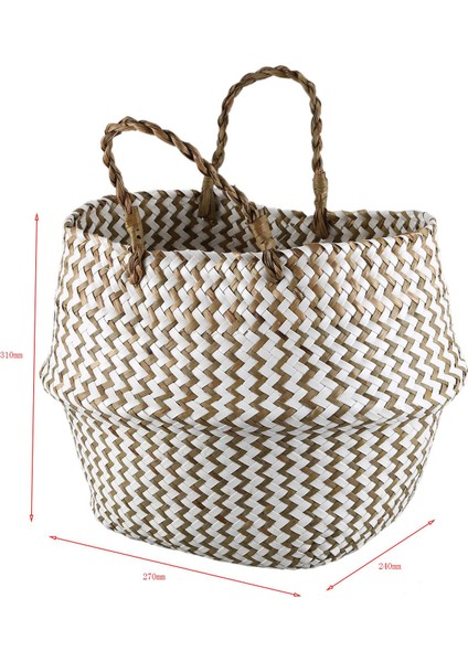 Katlanabilir El Yapımı Deniz Çayırı Depolama Sepeti Hasır Rattan Göbek Saman Bahçe Saksı Dalga Desen Ekici Elbise Sepeti Bej (Yurt Dışından) fırsatları