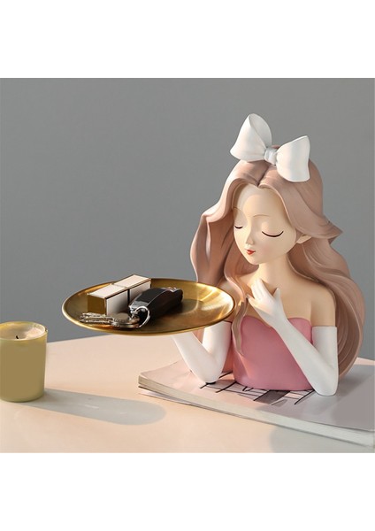 Kız Heykeli Ev Dekor Vazo Reçine Modeli Depolama Tepsisi Oturma Odası Çiçek Vazolar Zanaat Oturma Odası Dekorasyon, 29X28 cm (Yurt Dışından) fırsatları