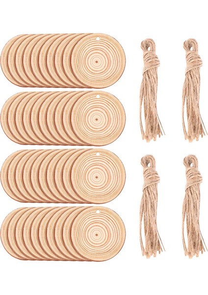 40 Adet Doğal Ahşap Dilimleri Bitmemiş Önceden Delikli Delikli Yuvarlak Diskler Noel Süsleri Için Ahşap Daireler (Yurt Dışından)