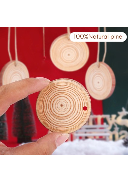 40 Adet Doğal Ahşap Dilimleri Bitmemiş Önceden Delikli Delikli Yuvarlak Diskler Noel Süsleri Için Ahşap Daireler (Yurt Dışından) fiyatları