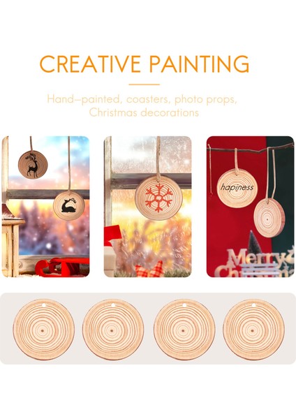 40 Adet Doğal Ahşap Dilimleri Bitmemiş Önceden Delikli Delikli Yuvarlak Diskler Noel Süsleri Için Ahşap Daireler (Yurt Dışından) indirimleri