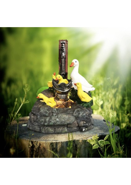 Hayvan Bahçesi Heykeli LED Işıkları ile Ördek Ailesi Açık Heykel Basamaklı Müstakil Bahçe Reçine Heykeli Süsler (Yurt Dışından) modelleri