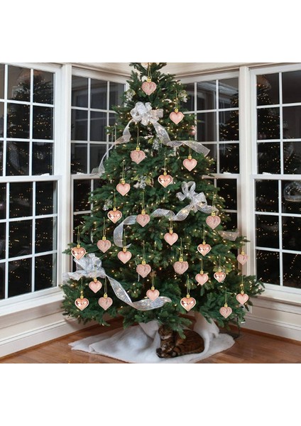 24 Adet Gül Altın Günü Kalp Şeklinde Süsler Kalp Şeklinde Baubles Süsler Ev Ağacı Asılı Süslemeleri (Yurt Dışından)