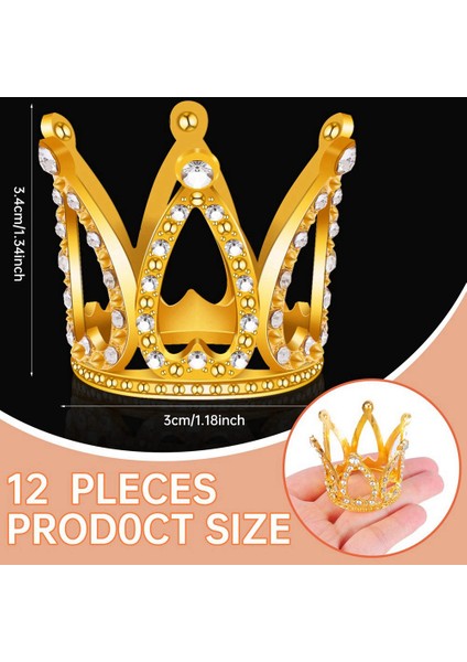 12 Pcs Mini Taç Kek Topper, Altın ve Gümüş Rhinestone Taç Kek Topper Süslemeleri Bebek Duş Doğum Günü Partisi Için (Yurt Dışından) fiyatları