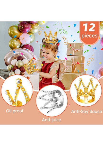 12 Pcs Mini Taç Kek Topper, Altın ve Gümüş Rhinestone Taç Kek Topper Süslemeleri Bebek Duş Doğum Günü Partisi Için (Yurt Dışından) modelleri