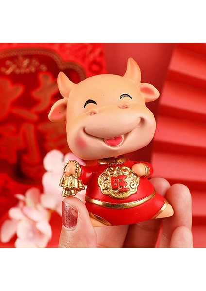 2021 Zodyak Öküz Reçine Öküz Yıl Minyatür Heykelcik Uğurlu Inek Dekorasyon Bobblehead Reçine Sığır Masaüstü Süsler-A (Yurt Dışından) indirimleri