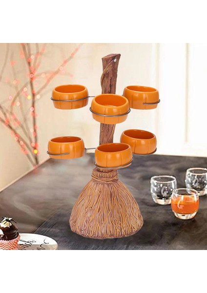 Cadılar Bayramı Balkabağı Aperatif Kasesi Raf Meyve Tabağı Ahşap Tutucu ile Şeker Servis Tabağı Kase Yemek Servis Teşhir Tepsisi-C (Yurt Dışından)