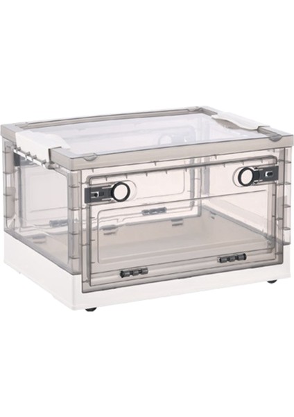 Çift Taraflı Kapılı Katlanır Saklama Kutuları, Kapaklı Şeffaf Saklama Kutuları, Tekerlekli Organizasyon Kutusu Beyaz (Yurt Dışından)