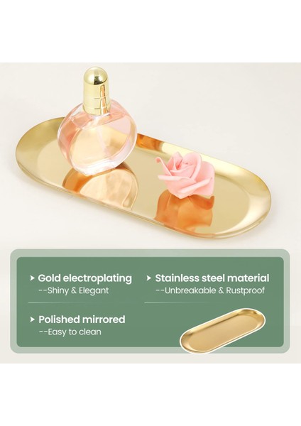 4pcs Paslanmaz Çelik Dekoratif Tepsi, Dresser Tezgahı Için Banyo Vanity Tepsisi, Sabunluklar Için Mutfak Lavabo Tepsisi (Yurt Dışından)