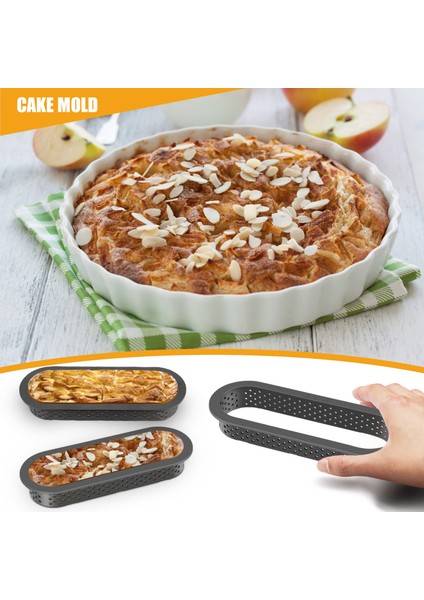 12 Adet Oval Tart Yüzükler Isıya Dayanıklı Delikli Kek Mus Halkası Yapışmaz Bakeware Tart Mini Kek Kalıbı Kek Yüzükleri (Yurt Dışından)