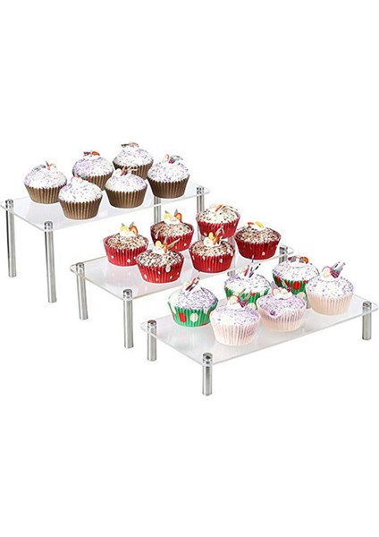 3 Adet Set Merdiven Akrilik Cupcake Ekran Standı El Kukla Takı Şeffaf Kozmetik Ekran Standı (Yurt Dışından)