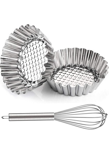 18 Adet Yumurtalı Tart 3.74 Inç, 10 Inç Çırpma Teli ile Cupcake Kek Fincan Kalıbı, Sağlam ve Yeniden Kullanılabilir Mini Pasta Tavası Muffin (Yurt Dışından)