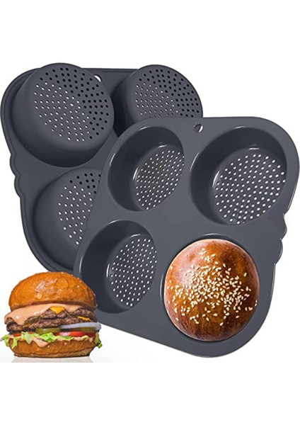Hamburger Bakeware Gıda Sınıfı Silikon Silikon Hamburger Kalıp Ev Yapımı Hamburger Bakeware Bulaşık Makinesinde Temizlenebilir (Yurt Dışından)