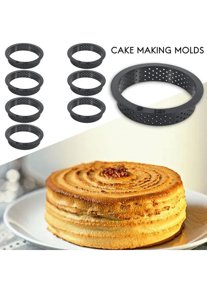 Yuvarlak Şekil Bakeware Diy Dekorasyon Aracı, Kek Kalıbı Fransız Tatlı Dekorasyon Bakeware Mousse Daire Yapışmaz Delikli Halka 8 Adet (Yurt Dışından)