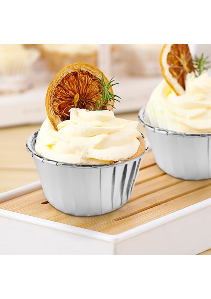 50 Adet Alüminyum Folyo Cupcake Bardak Tek Kullanımlık Muffin Gömlekleri Pişirme Bardak Alüminyum Cupcake Ucu Tava Ramekin Tutucular Küçük Puding Bardak-Gümüş (Yurt Dışından) modelleri
